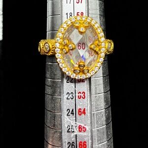 Freida Rothman Gold over Sterling Ring with gorgeous CZ  Women's Ring Sz 9